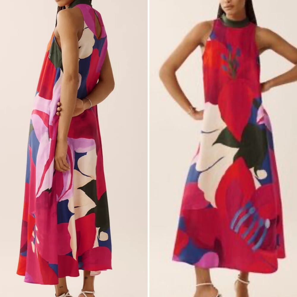 FARM Rio Red Floral Maxi Dress Size Medium - Picture 2 of 11